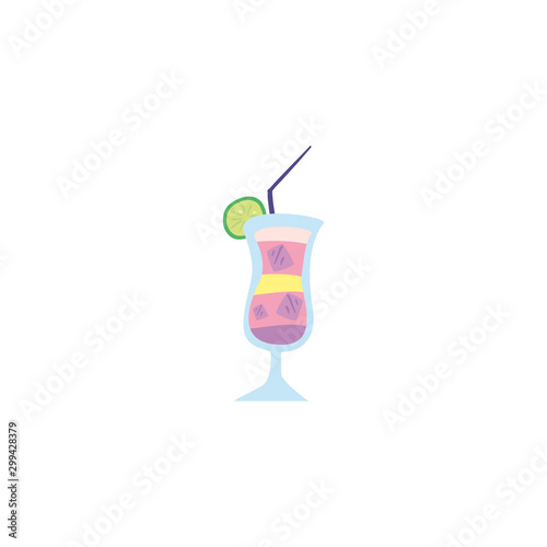 glass with refreshing drink on white background