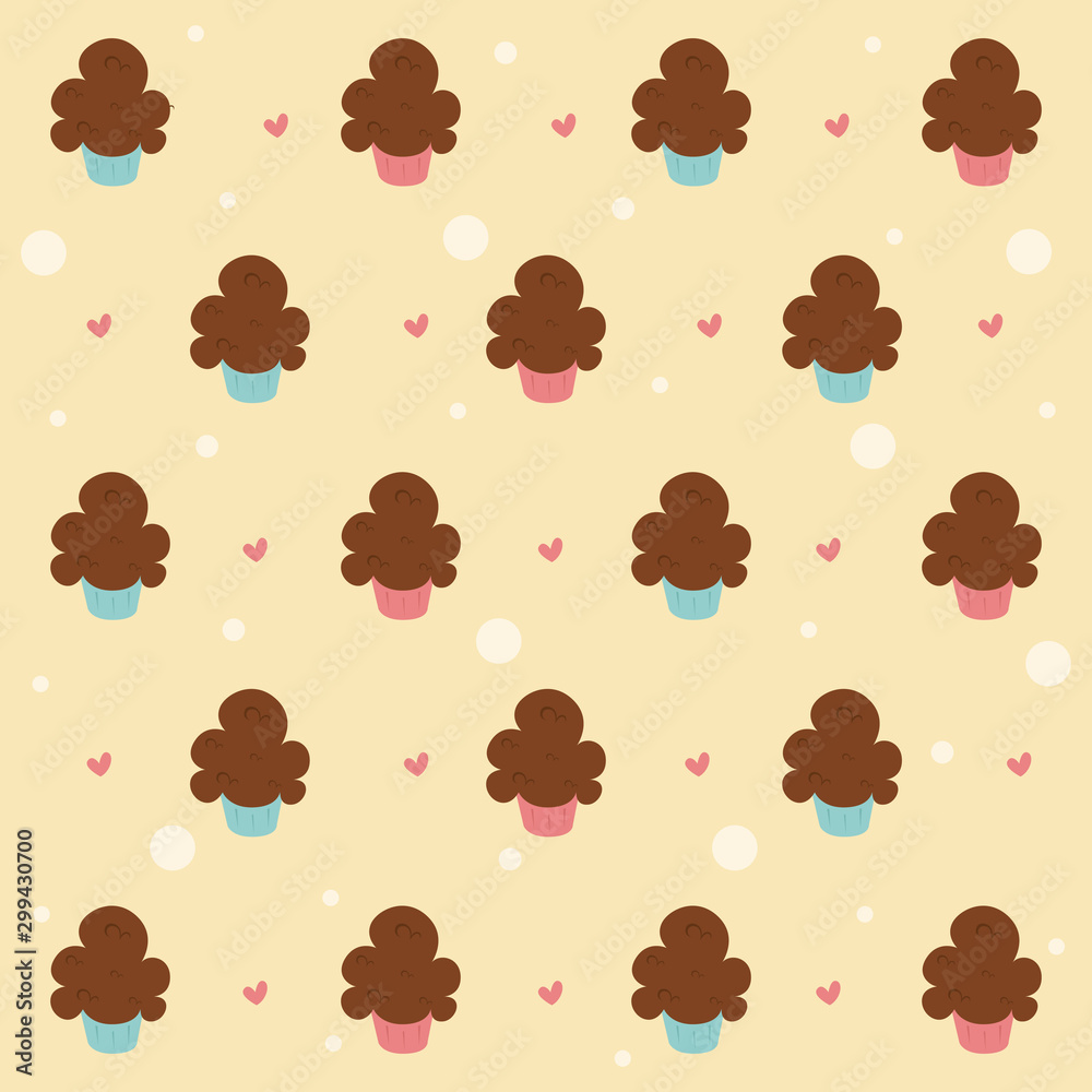 Fototapeta premium Cute muffin seamless pattern. Fun vector illustration!