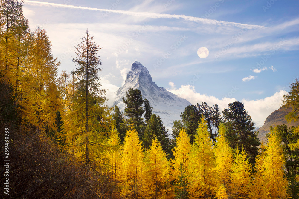 Matterhorn and Autumn - obrazy, fototapety, plakaty 