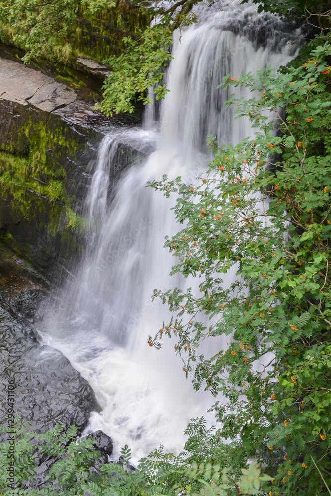 Fototapeta premium Idyllic landscape of a waterfall in Wales, United Kingdom