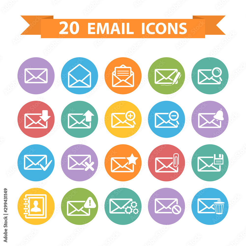 Flat Email icons set Flat Email icons set