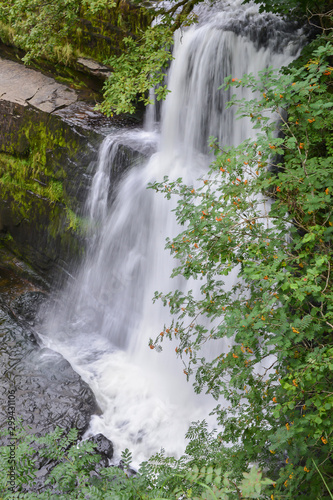 Idyllic landscape of a waterfall in Wales  United Kingdom