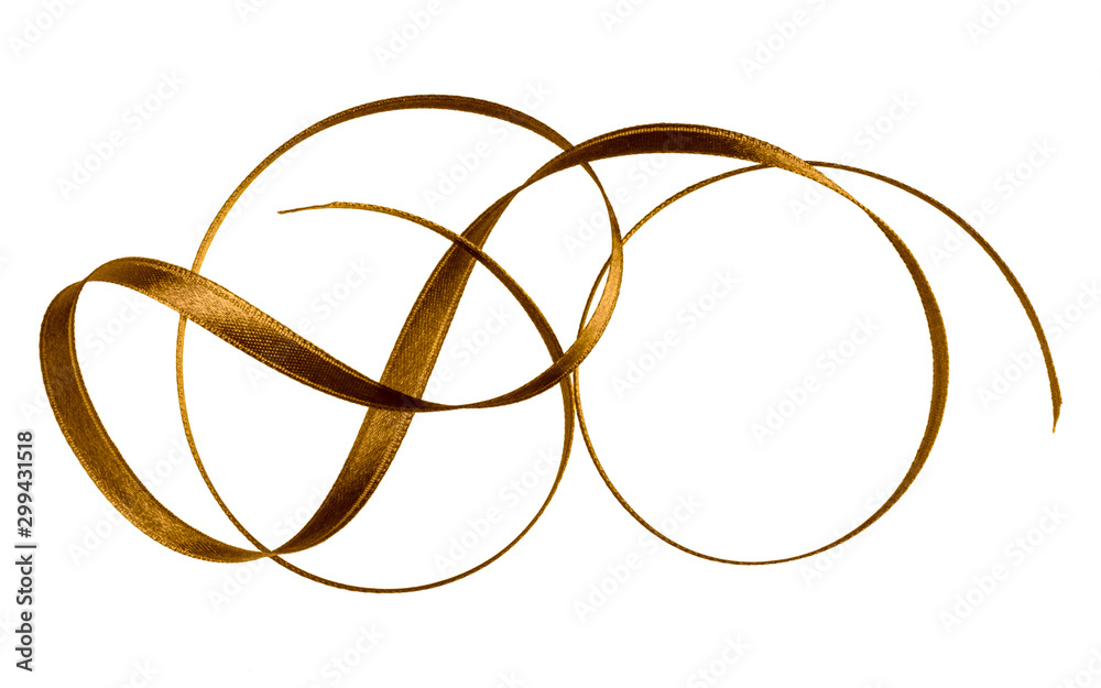 Shiny satin ribbon in brown color isolated on white background close up .Ribbon image for decoration design. Shiny satin ribbon in brown color isolated on white background close up .Ribbon image for decoration design.