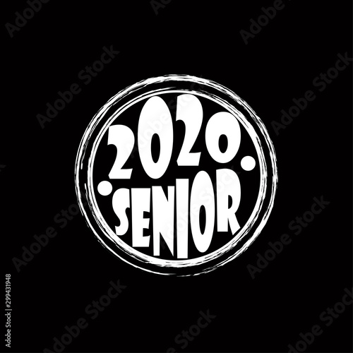Stylish design for printing on high school graduation clothes. The senior design in the form of a print on a t-shirt. Logo on a dark background for graduation.