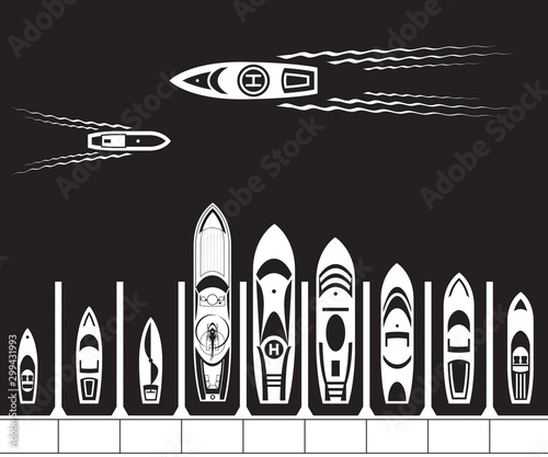 Yacht dock from above - vector illustration