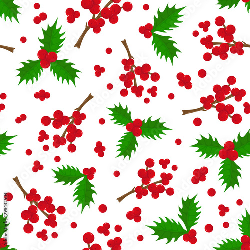Seamless Christmas Background with Berries