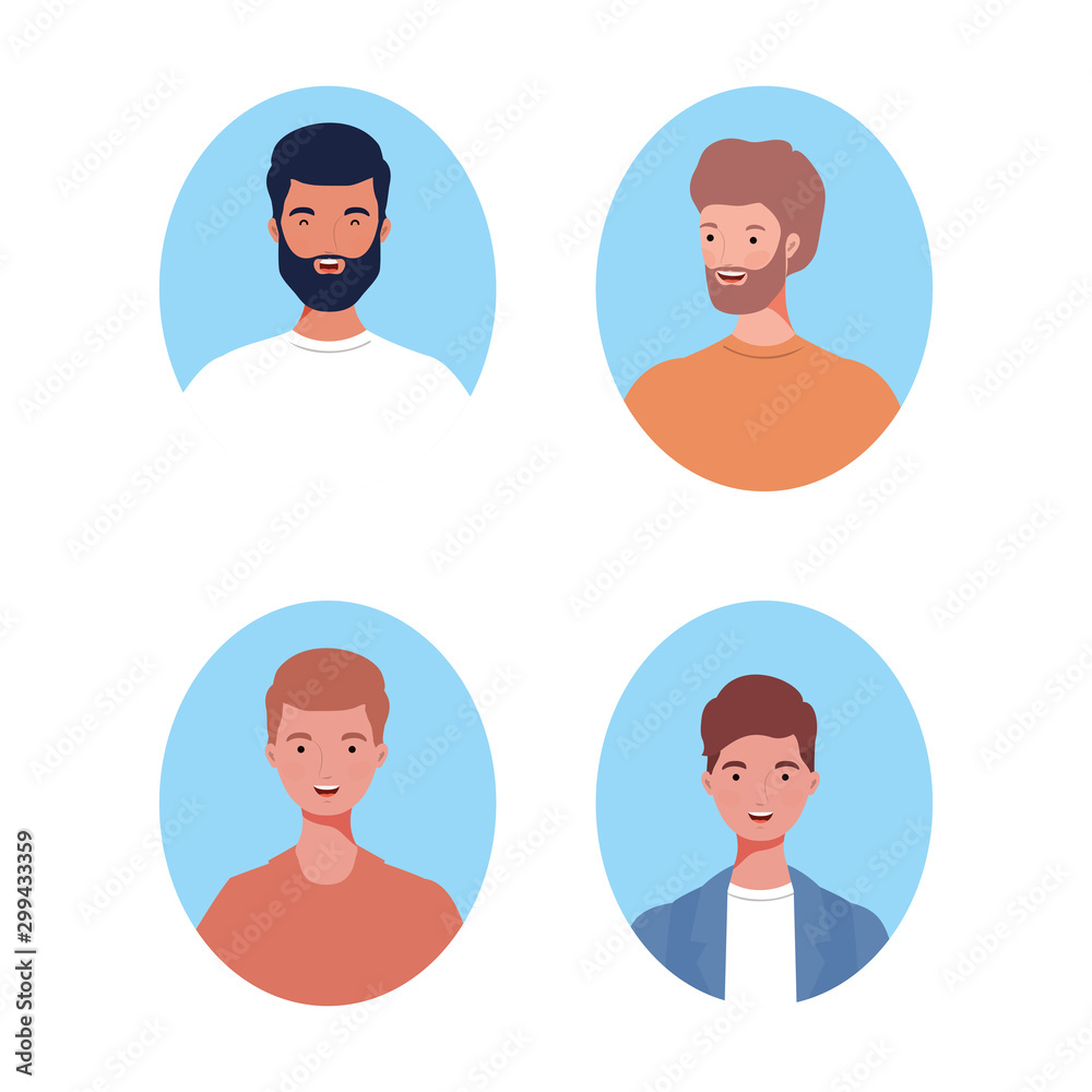 group of young men avatars characters group of young men avatars characters