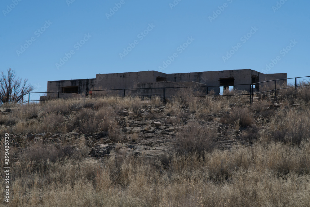 Elephant Butte Lake townsite hospital ruins, New Mexico.