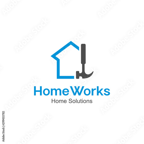Real estate building logo - house building contractor identity window roof home improvement