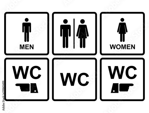 Male and female WC icon denoting toilet , restroom facilities