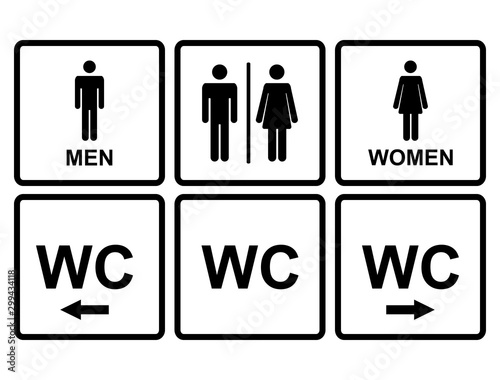 Male and female WC icon denoting toilet, restroom facilities