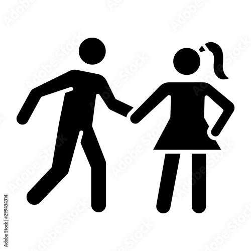 Date rape glyph icon. Women abuse, violent behavior. Sexual harassment of females. Victim of assault. Sexual activity without consent. Silhouette symbol. Negative space. Vector isolated illustration