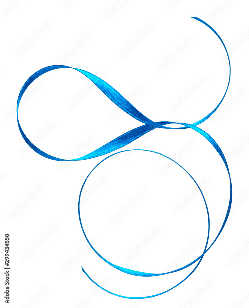 Shiny satin ribbon in blue color isolated on white background close up .Ribbon image for decoration design. Shiny satin ribbon in blue color isolated on white background close up .Ribbon image for decoration design.
