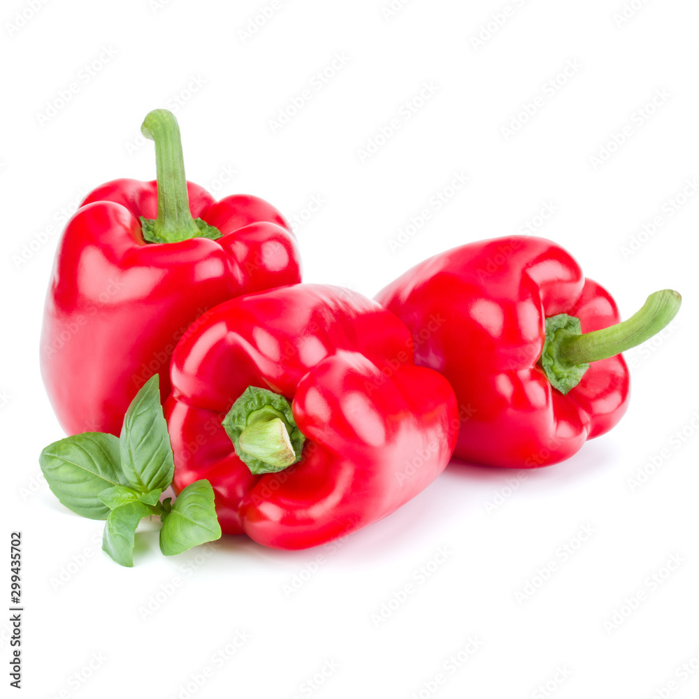 three sweet bell peppers isolated on white background cutout three sweet bell peppers isolated on white background cutout