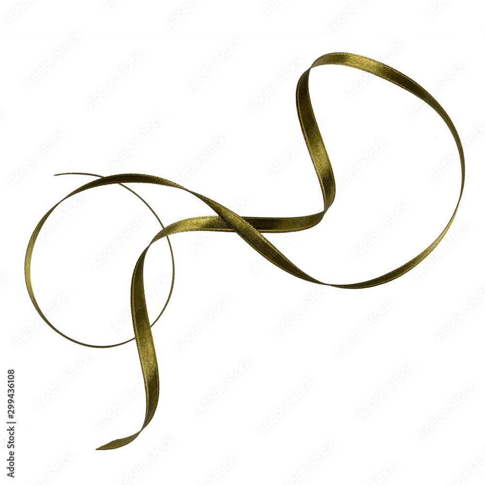 Shiny satin ribbon in green color isolated on white background .Ribbon image for decoration design.