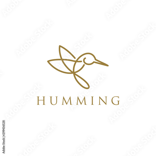 Huming bird animal logo for modern business, simple minimalist and clean design, bird icon
