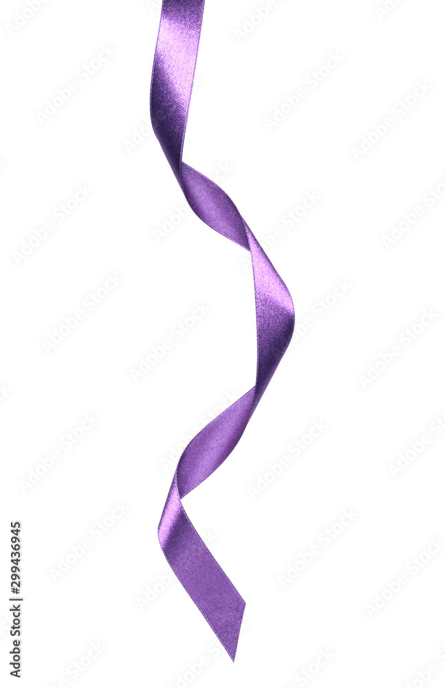Shiny satin ribbon in lavender color isolated on white background close up .Ribbon image for decoration design. Shiny satin ribbon in lavender color isolated on white background close up .Ribbon image for decoration design.