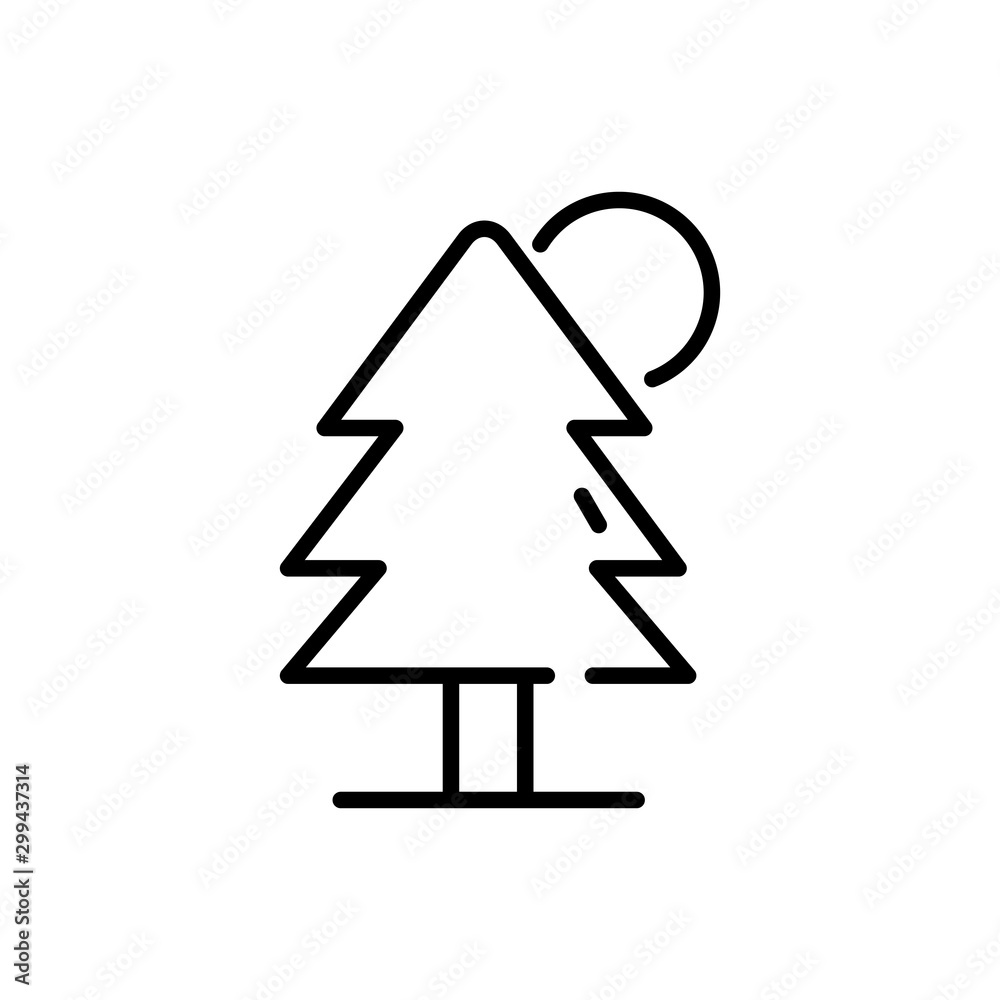 Fototapeta premium pine tree sun tourism travel thick line