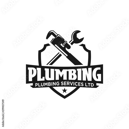 Plumbing service logo design - modern logo - plumbing industrial home service with wrench element