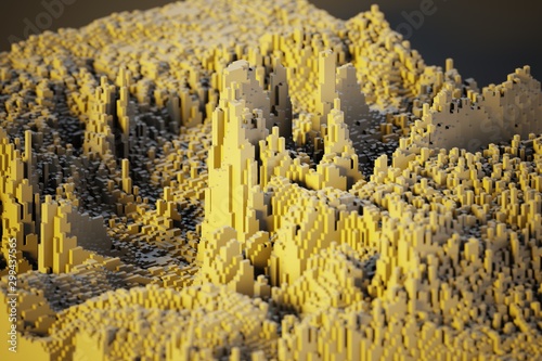 voxel mountains miniature landscape computer generated illustration photo