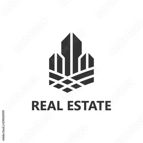 Real estate building logo - house building contractor identity window roof home improvement