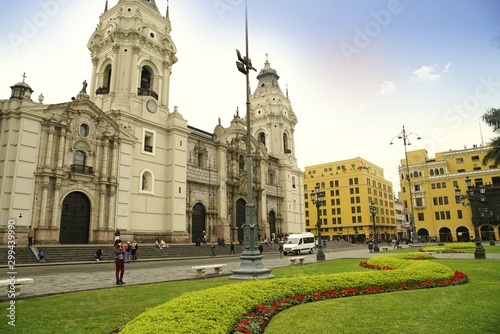 Lima Cathedral at the Plaza de Armas in Lima, Peru photo