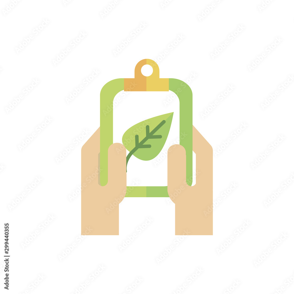hands with clipboard leaf green energy icon hands with clipboard leaf green energy icon