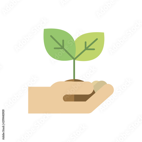 hand with plant green energy icon
