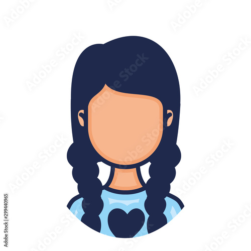 head woman face with hair braids character