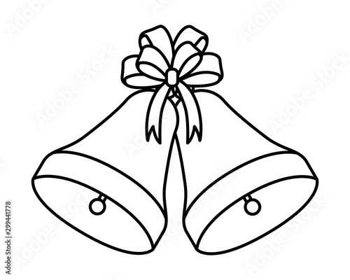 happy merry christmas bell with ribbon decoration