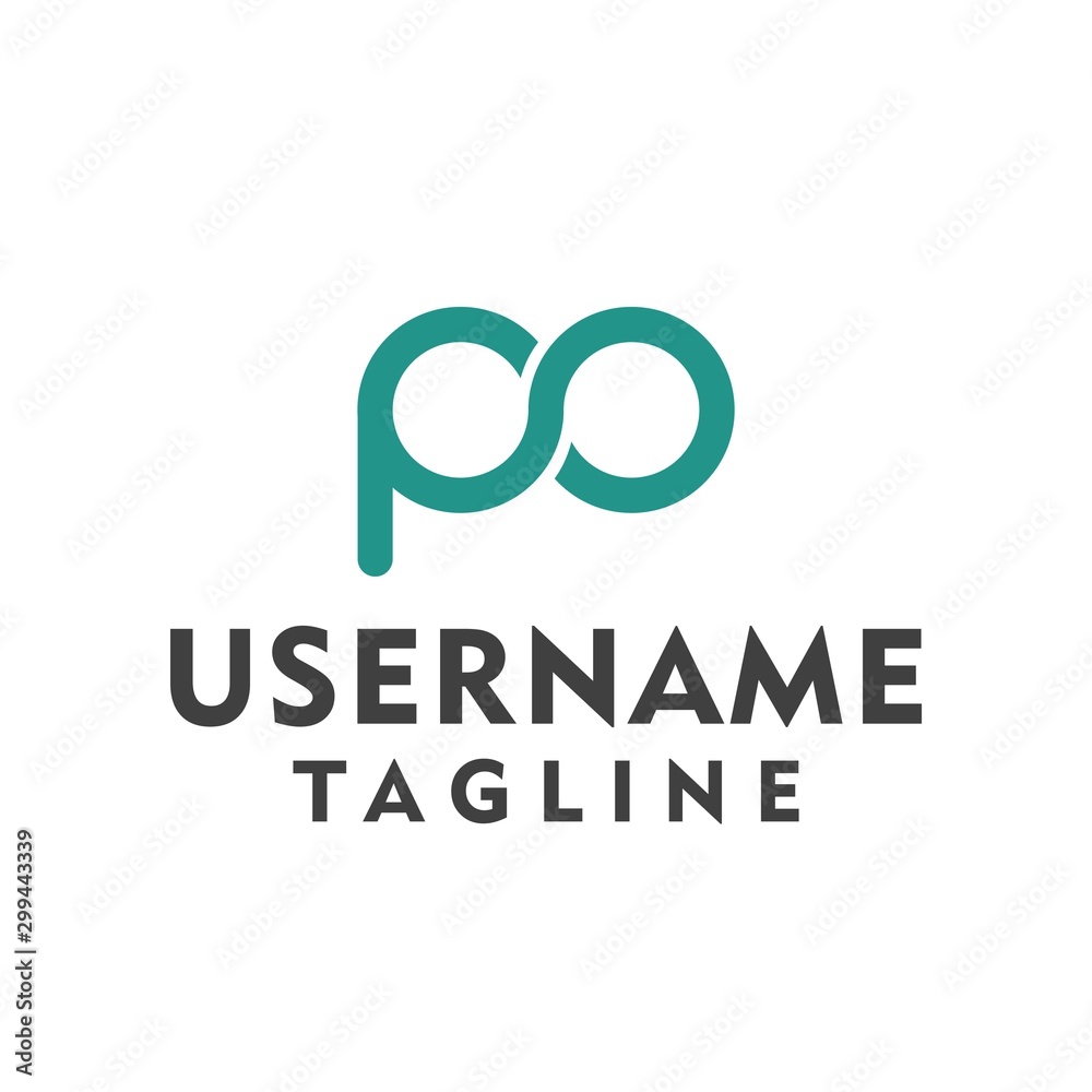 Po p o letter logo design vector