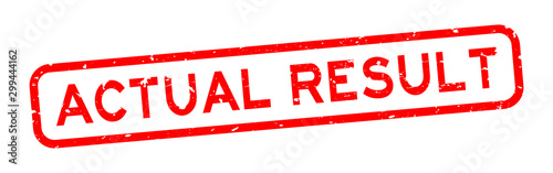 Grunge red actual result word square rubber seal stamp on white background