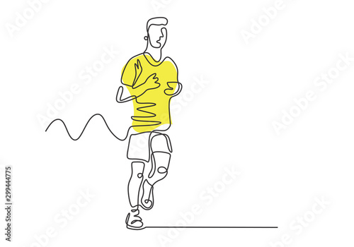 Marathon runner continuous one line drawing. Person doing sport exercise with single hand drawn minimalism design.