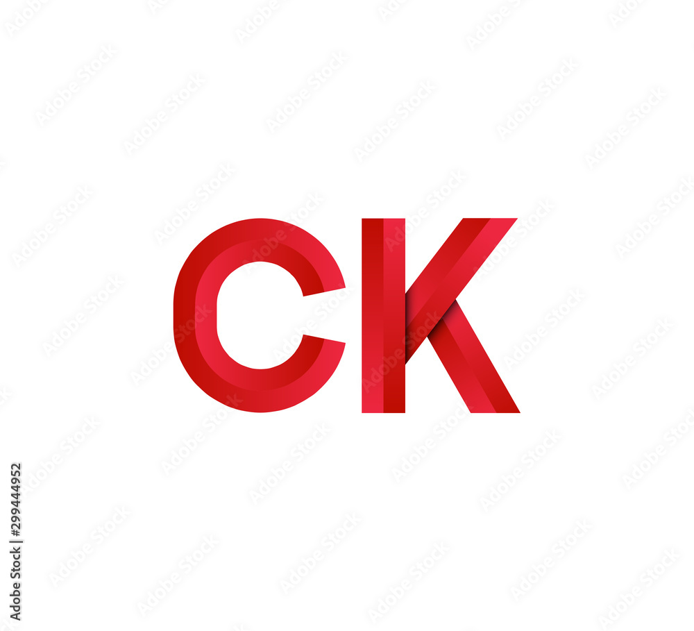 Initial two letter red 3D logo vector CK Initial two letter red 3D logo vector CK