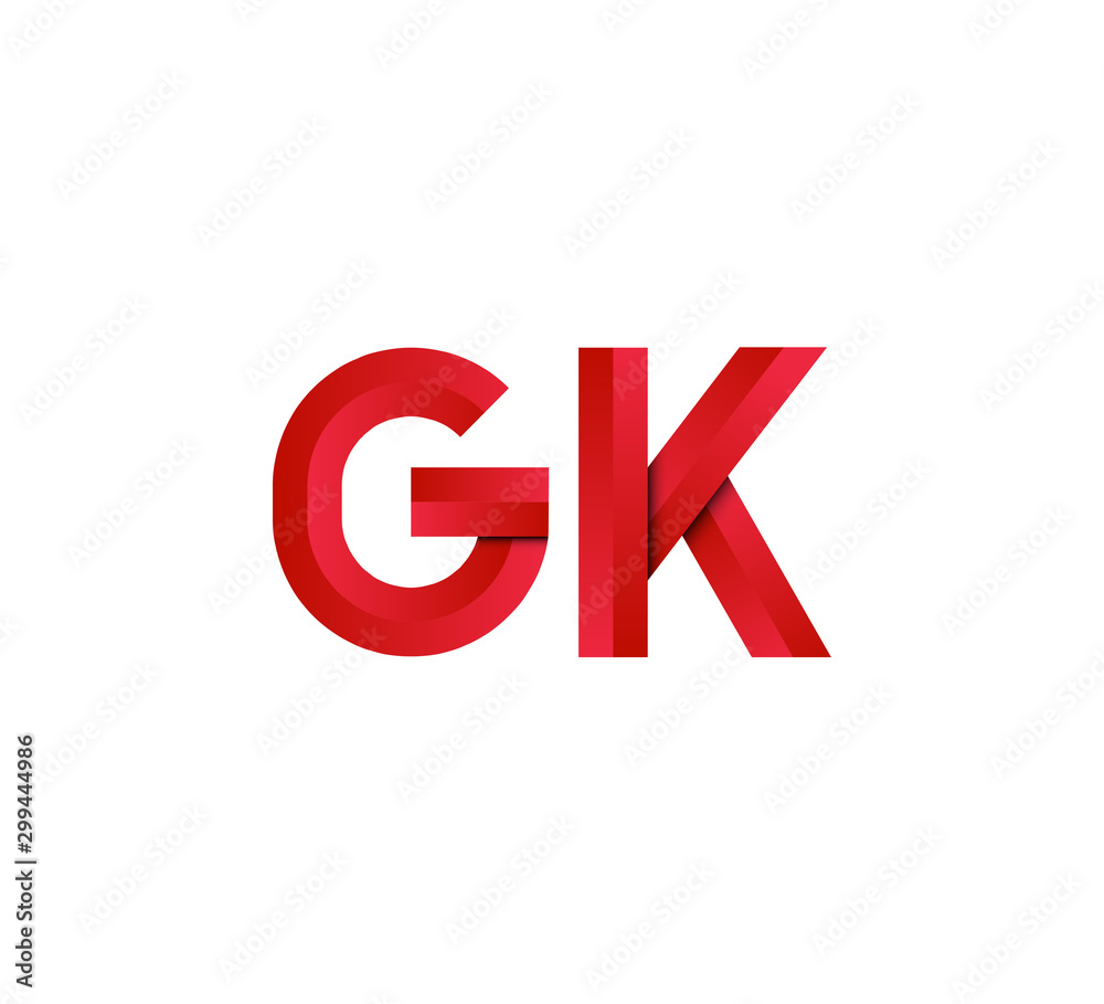 Initial two letter red 3D logo vector GK Initial two letter red 3D logo vector GK