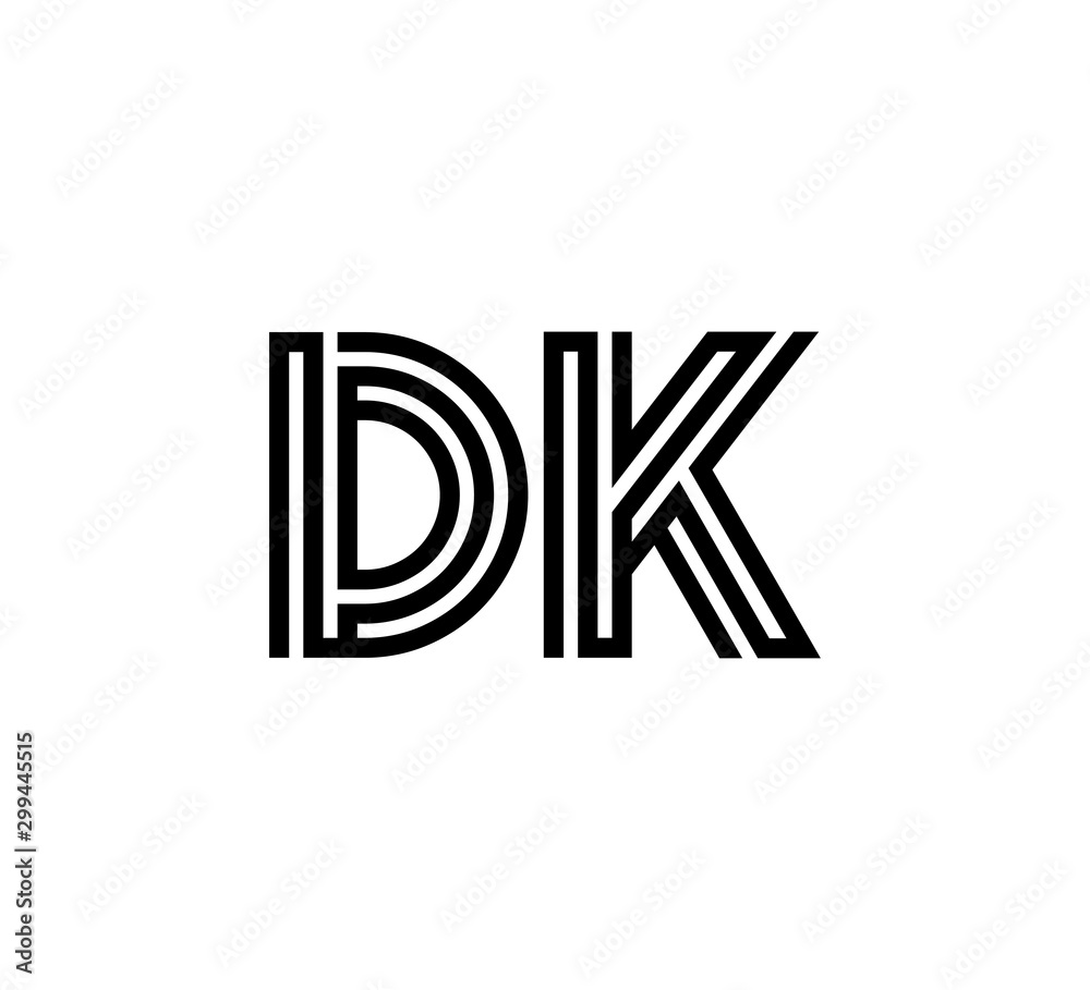 Initial two letter black line shape logo vector DK Initial two letter black line shape logo vector DK