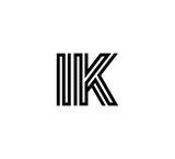 Initial two letter black line shape logo vector IK