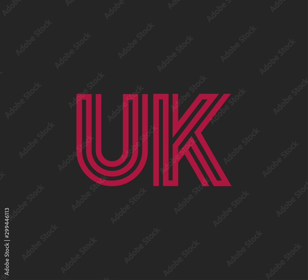 Initial two letter red line shape logo on black vector UK Initial two letter red line shape logo on black vector UK