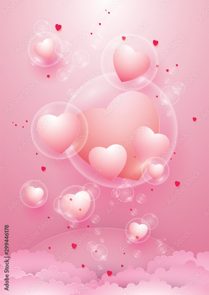 Hearts in bubble float on top isolated on pink background, happy valentine's day, Love iconic, Idea for art, card, gift, decoration, wallpaper, and background,Vector,EPS10 Hearts in bubble float on top isolated on pink background, happy valentine's day, Love iconic, Idea for art, card, gift, decoration, wallpaper, and background,Vector,EPS10