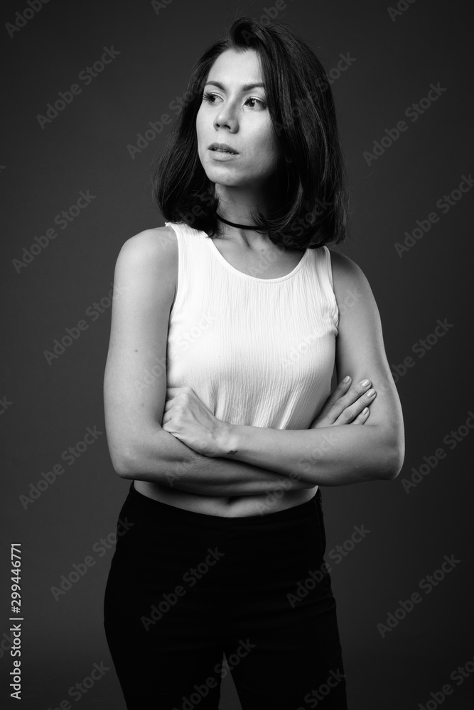 Beautiful multi ethnic woman with short hair Beautiful multi ethnic woman with short hair