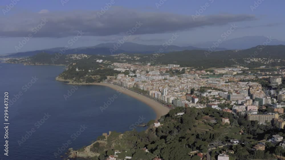 Lloret de Mar on Mediterranean Sea in summer Spain 4K drone flight Lloret de Mar on Mediterranean Sea in summer Spain 4K drone flight