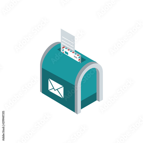 mailbox envelope papers correspondence postal mail isometric