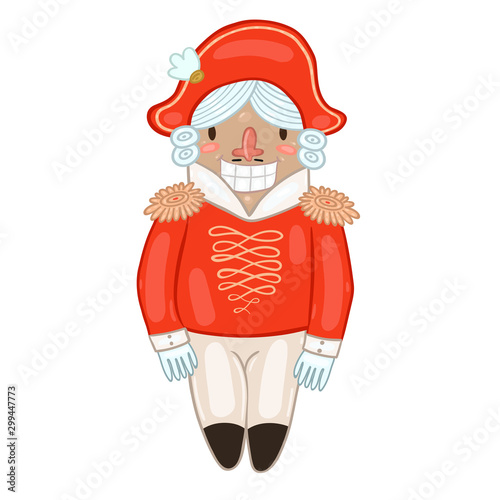 Nutcracker cartoon cute character isolated on white background. Vector graphics