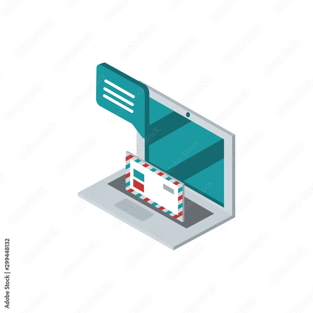 laptop envelope letter message postal mail isometric laptop envelope letter message postal mail isometric