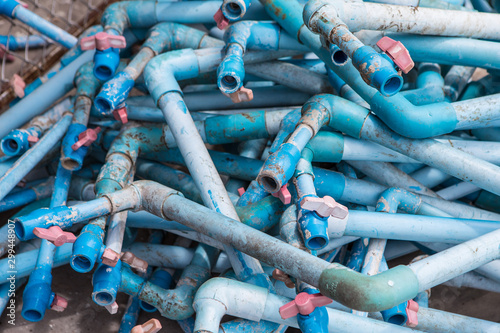 Pile of Many old water pvc pipes