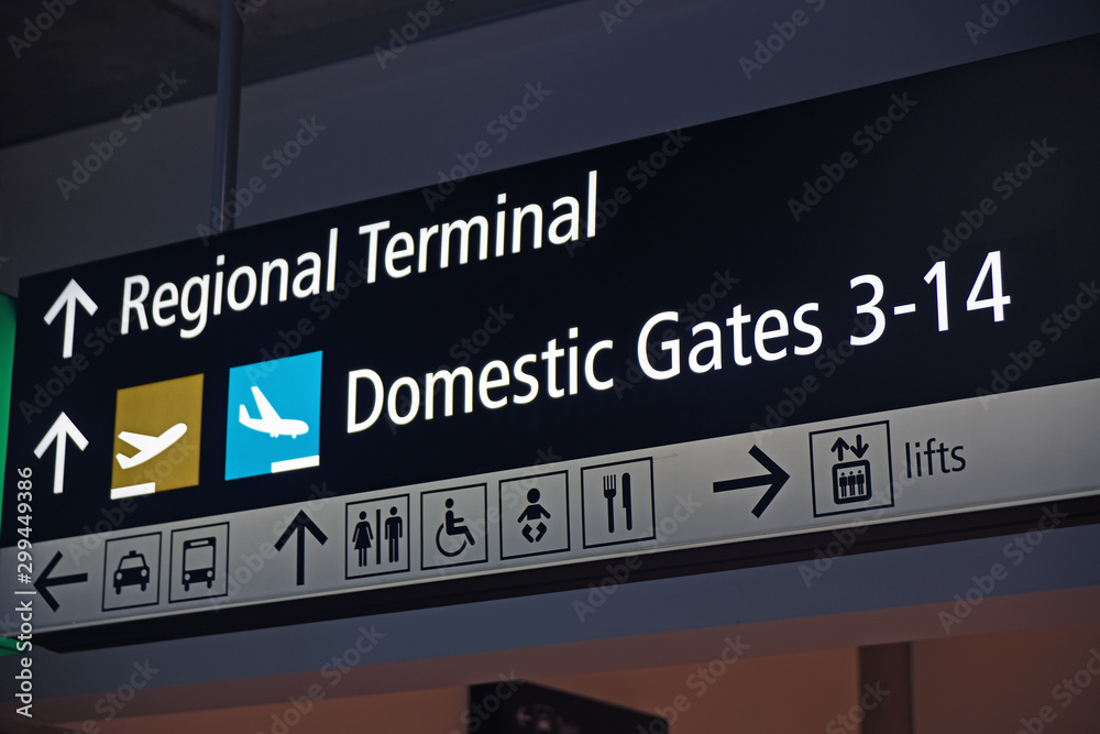 airport signage - regional and domestic flights