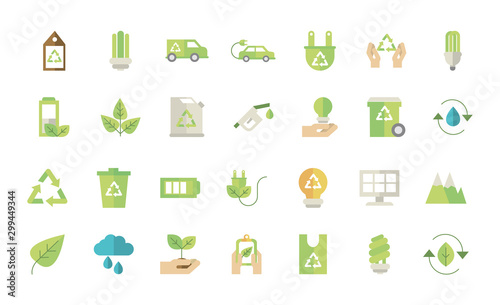 ecological green energy icons collection