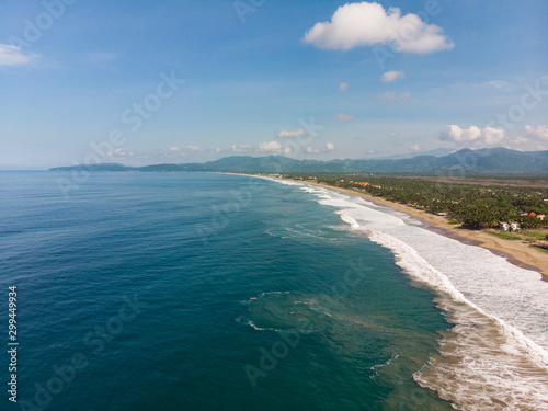 Aerial View of White Beach in  Barra de Potosi  in Guerrero Mexico