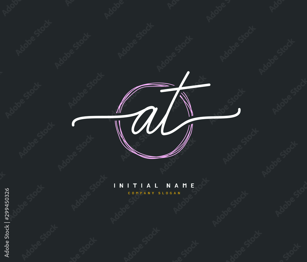 A T AT Beauty vector initial logo, handwriting logo of initial signature, wedding, fashion, jewerly, boutique, floral and botanical with creative template for any company or business. A T AT Beauty vector initial logo, handwriting logo of initial signature, wedding, fashion, jewerly, boutique, floral and botanical with creative template for any company or business.