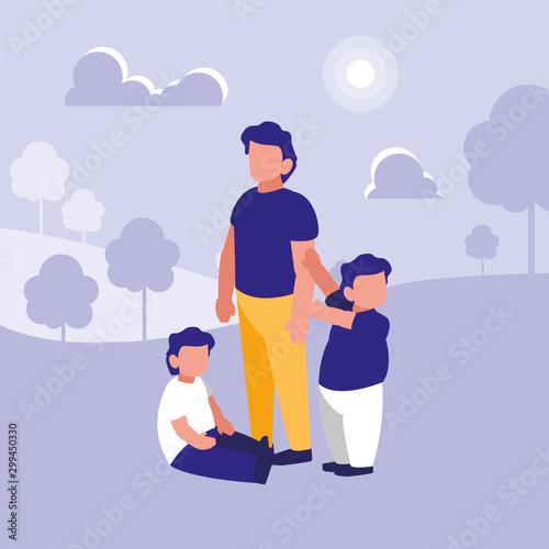 Family members outside vector design